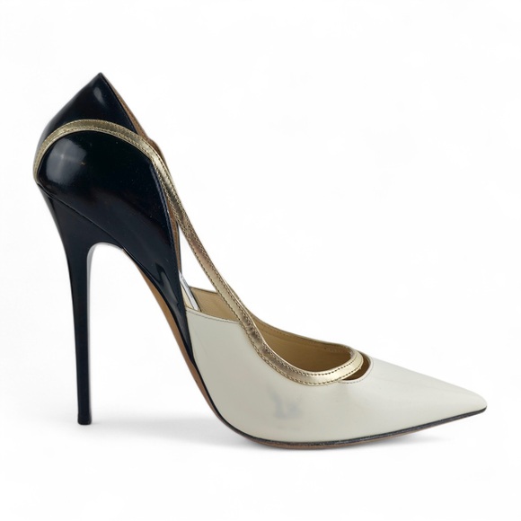 Jimmy Choo Bicolor Patent Leather Viper Pointed Toe Pumps Sz 39 - Picture 5 of 7